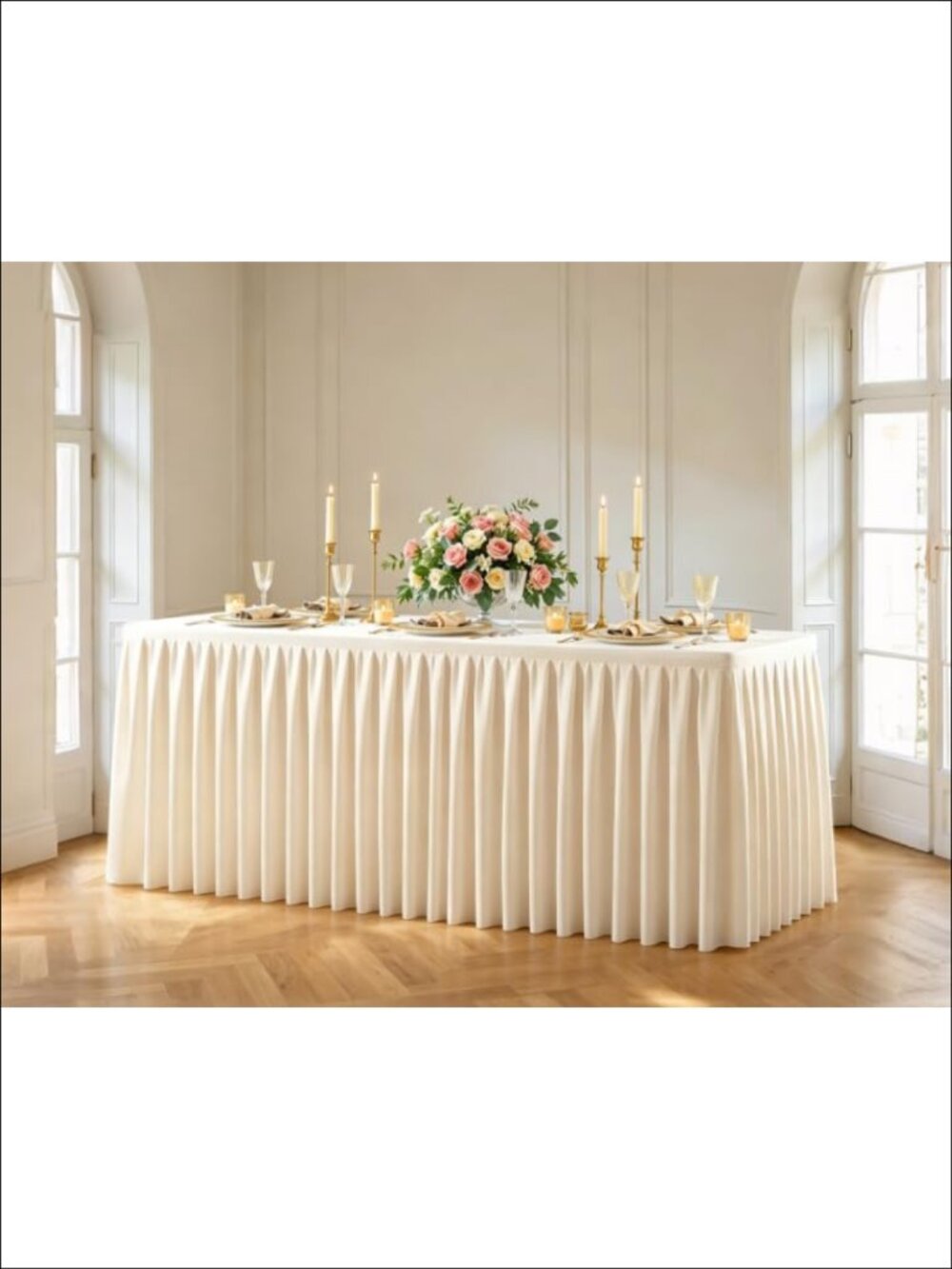 Polyester 6FT Fitted Tablecloth with Ruffle Skirt Stretch Banquet Cover